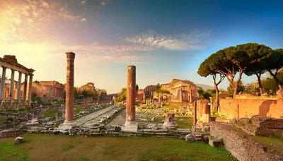 Ancient Roman Ruins At The Roman Forum In Rome