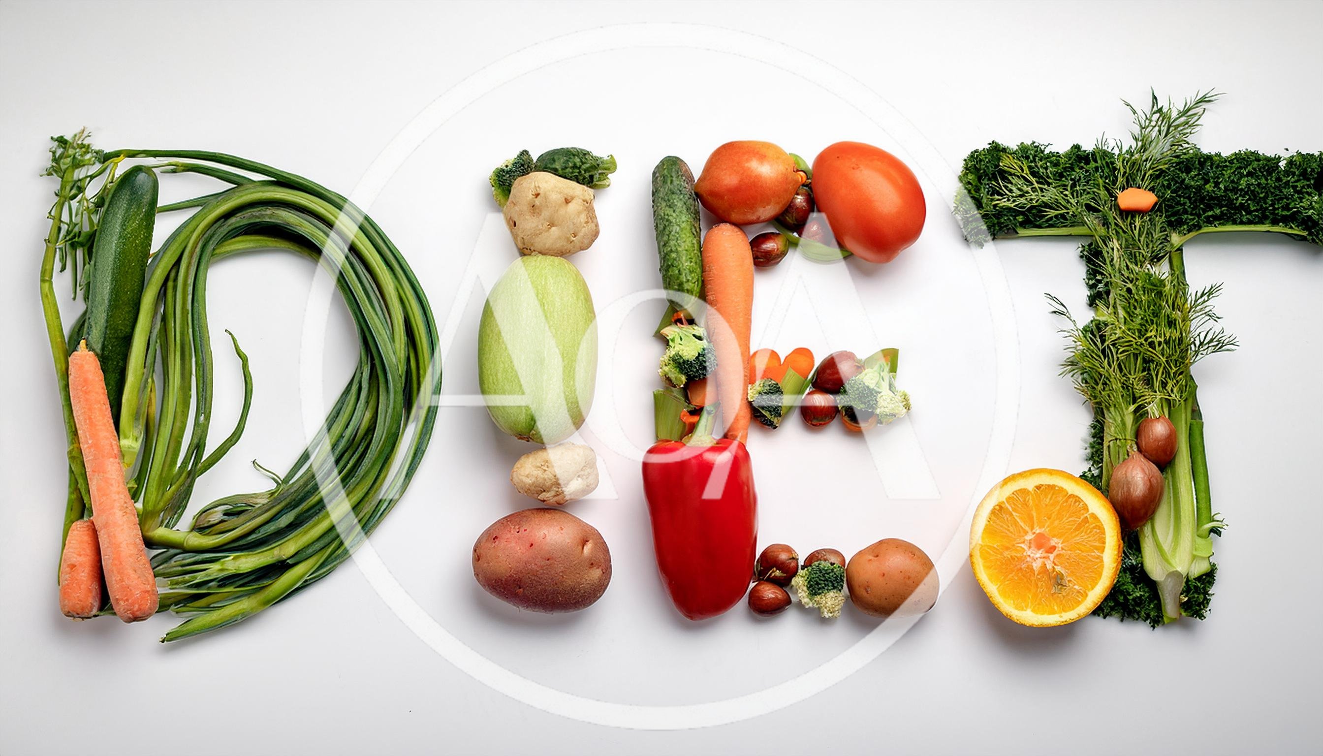 Vegetables Arranged To Spell The Word Diet