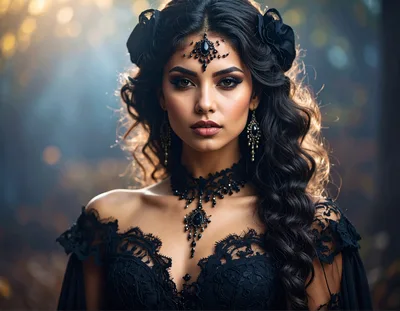 Portrait Of A Beautiful Woman In Gothic Attire
