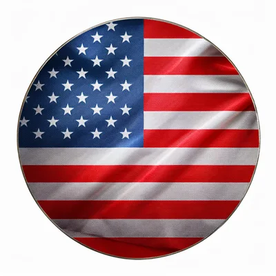 Circular American Flag With Fabric Texture