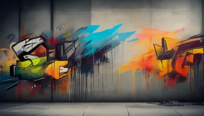 Vibrant Abstract Graffiti Art On Concrete Wall