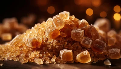 Pile Of Brown Sugar Crystals And Cubes
