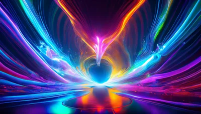 Abstract Neon Light Tunnel With Fluid Motion