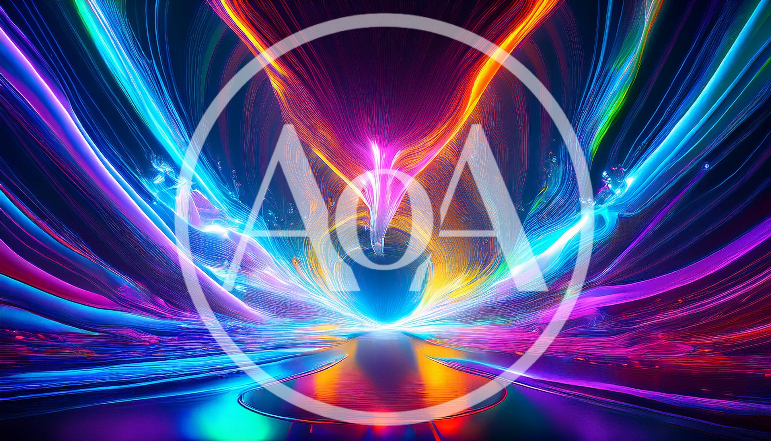 Abstract Neon Light Tunnel With Fluid Motion