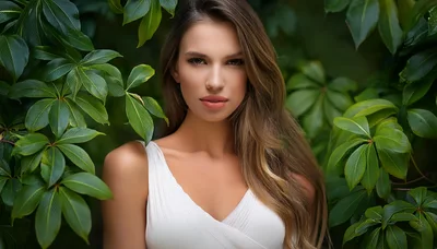 Portrait Of A Beautiful Woman In Nature