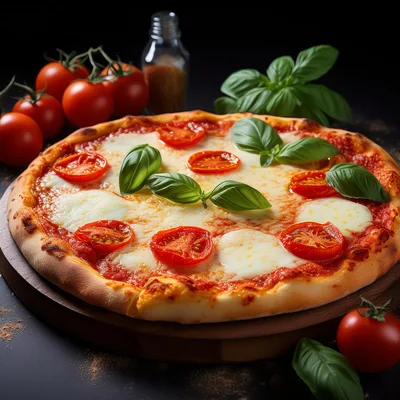 Fresh Margherita Pizza With Tomatoes And Basil