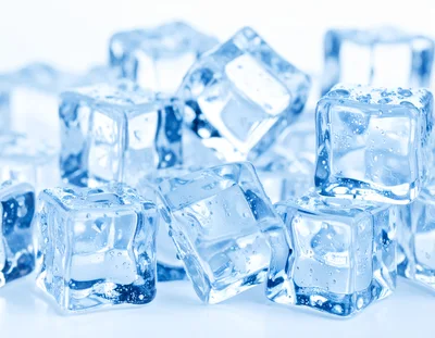 Fresh Clear Ice Cubes With Water Droplets