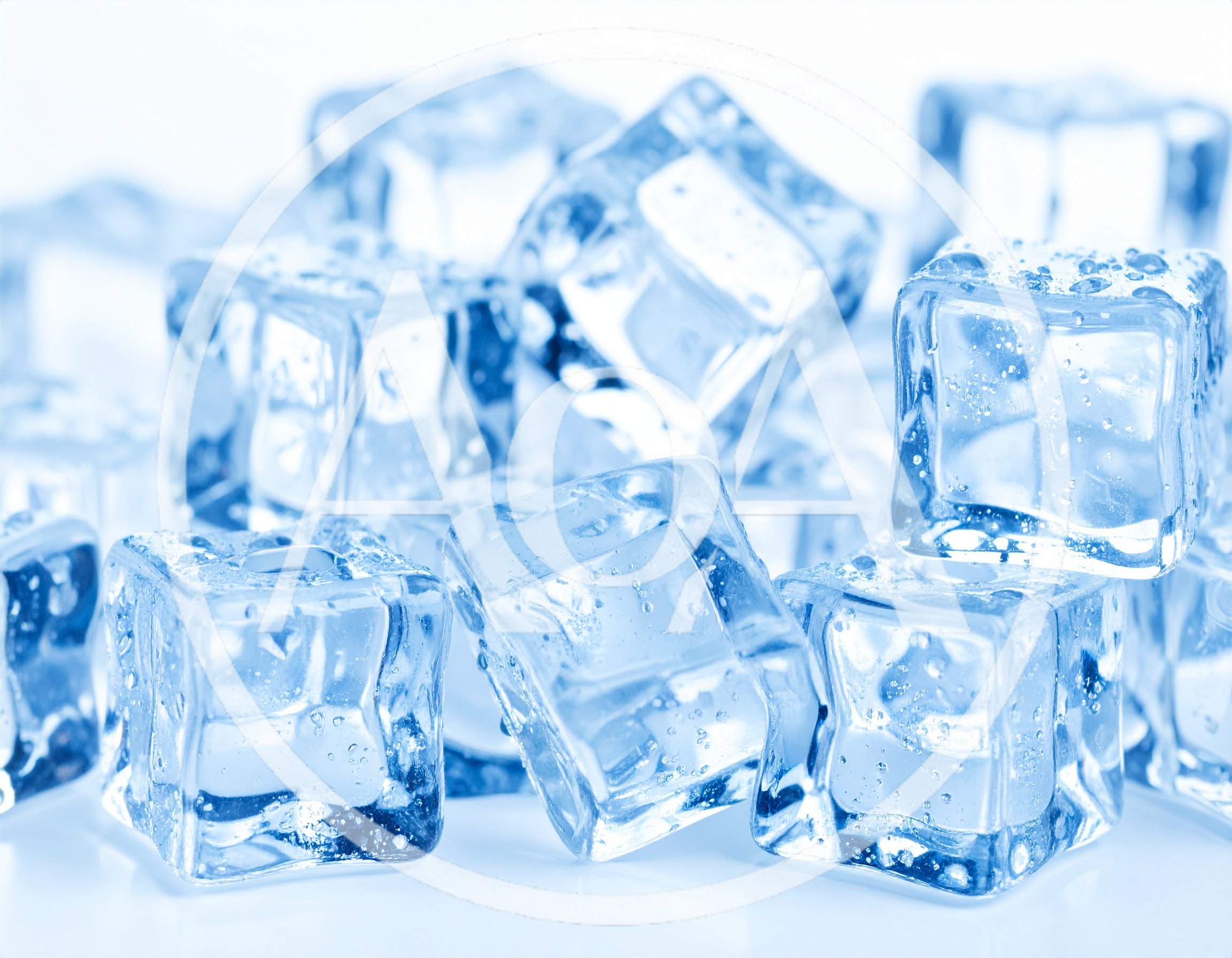 Fresh Clear Ice Cubes With Water Droplets