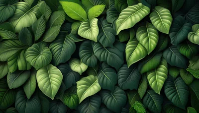 Lush Tropical Green Foliage Background
