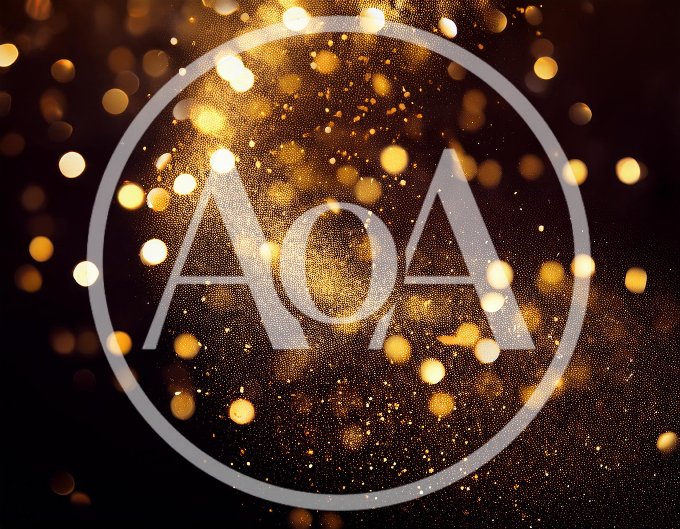 Golden Bokeh Light Particles On Dark Background