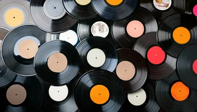 Collection Of Vintage Vinyl Records Background