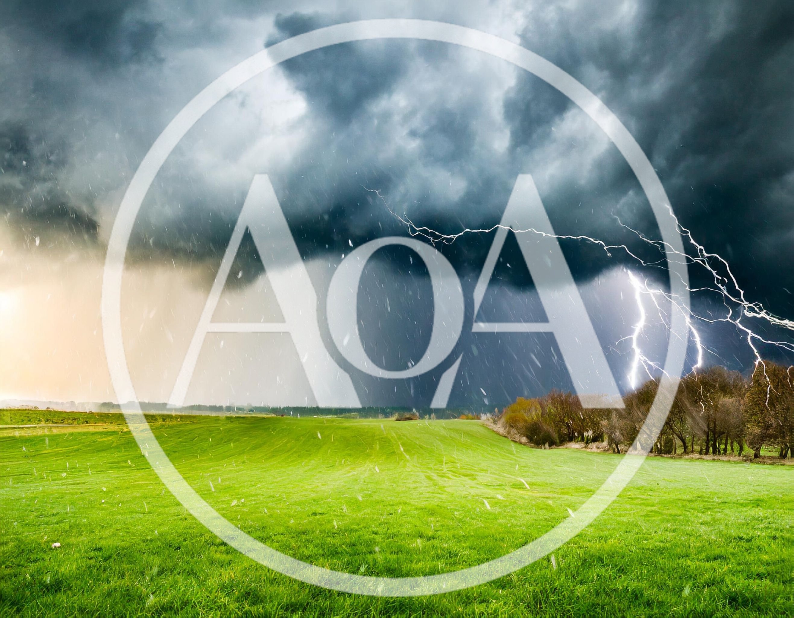 Dramatic Lightning Strike Over A Lush Green Field
