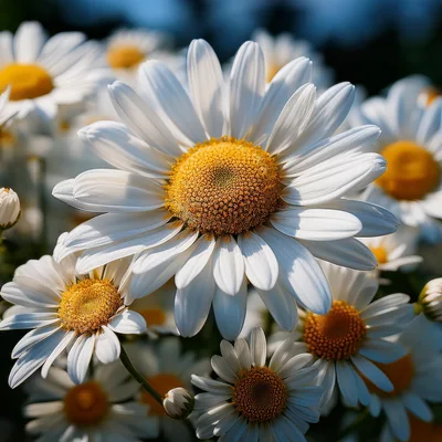Close Up Of Blooming White Daisy Flowers