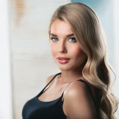 Portrait Of A Beautiful Blonde Woman With Wavy Hair