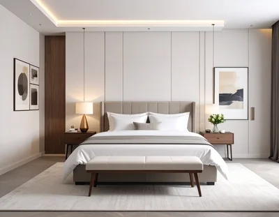 Modern Minimalist Bedroom Interior With Neutral Tones