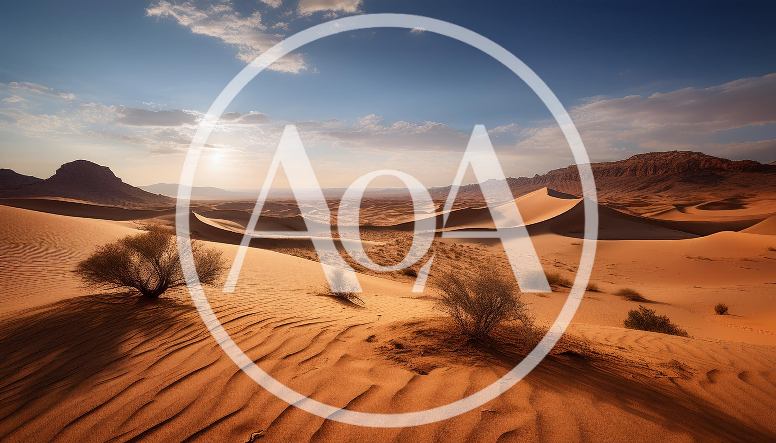 Golden Hour Desert Landscape With Sand Dunes