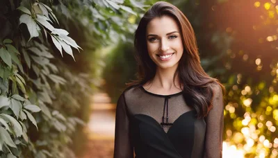 Portrait Of A Smiling Woman In A Garden