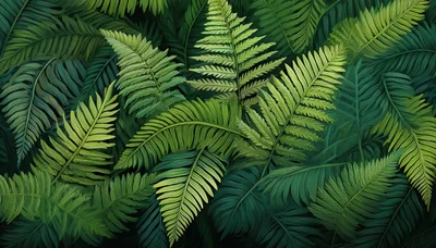 Lush Green Fern Leaves Background