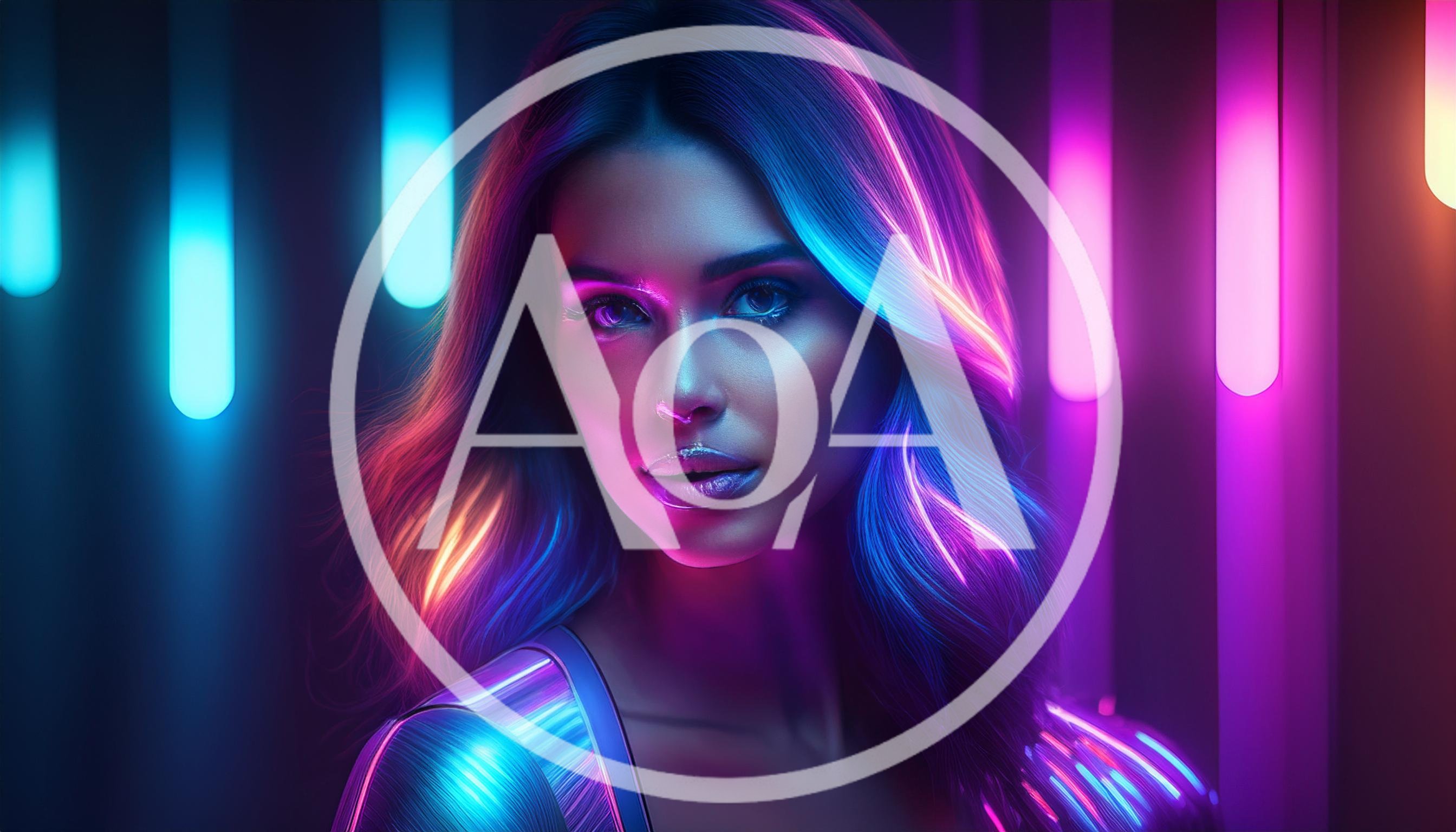 Portrait Of A Woman In Cyberpunk Neon Lighting