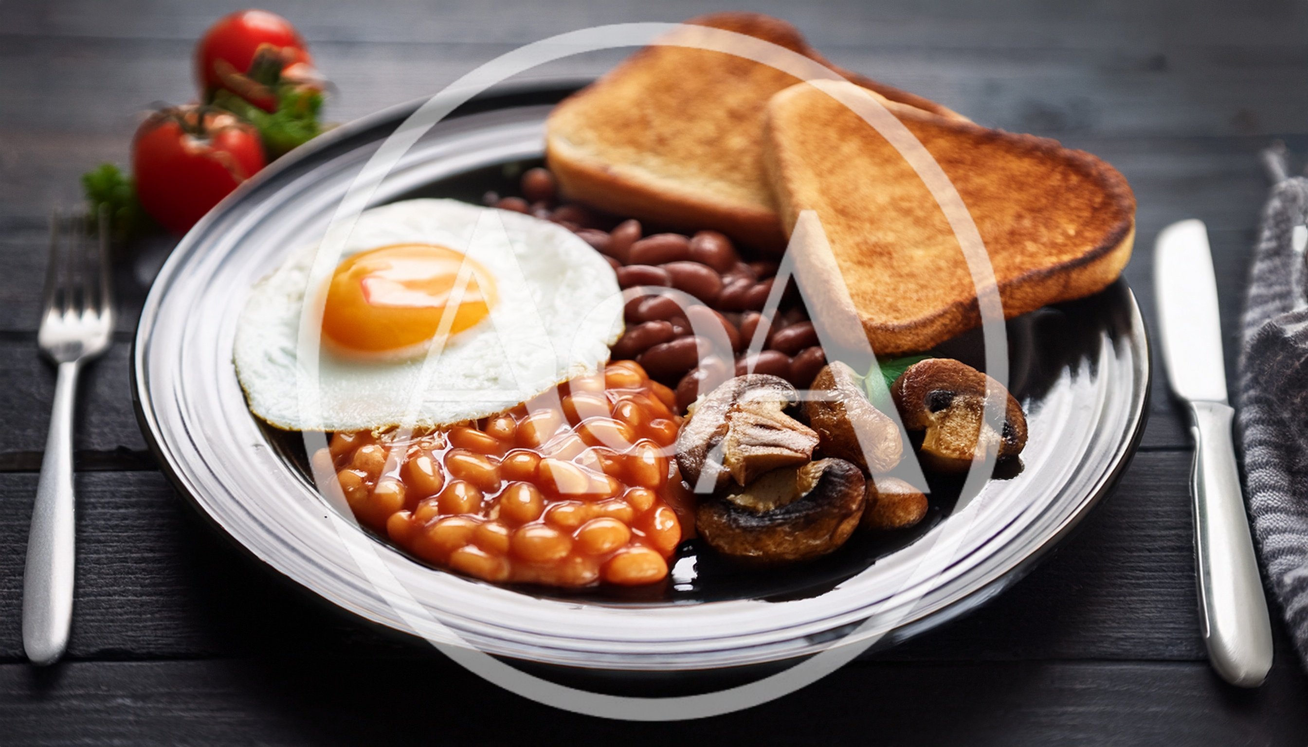 Traditional English Breakfast Plate With Fried Egg And Beans