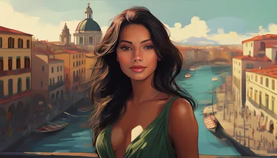 Portrait Of A Beautiful Woman In Venice Italy