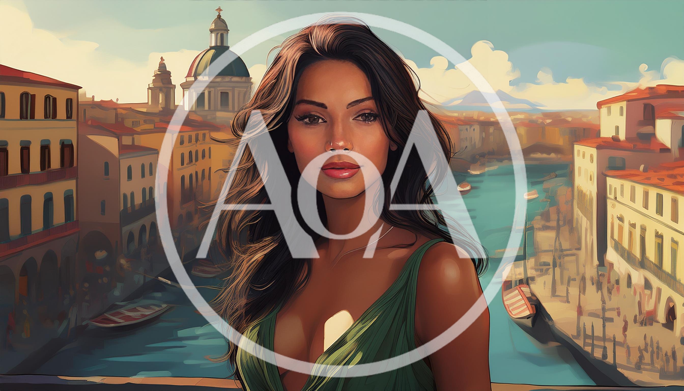 Portrait Of A Beautiful Woman In Venice Italy