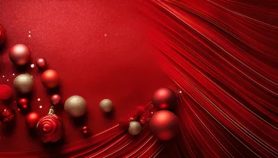 Red Christmas Ornaments on Textured Background