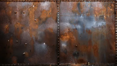 Weathered Industrial Metal Wall With Riveted Seams