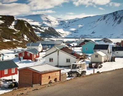 Colorful Houses In A Snowy Arctic Village