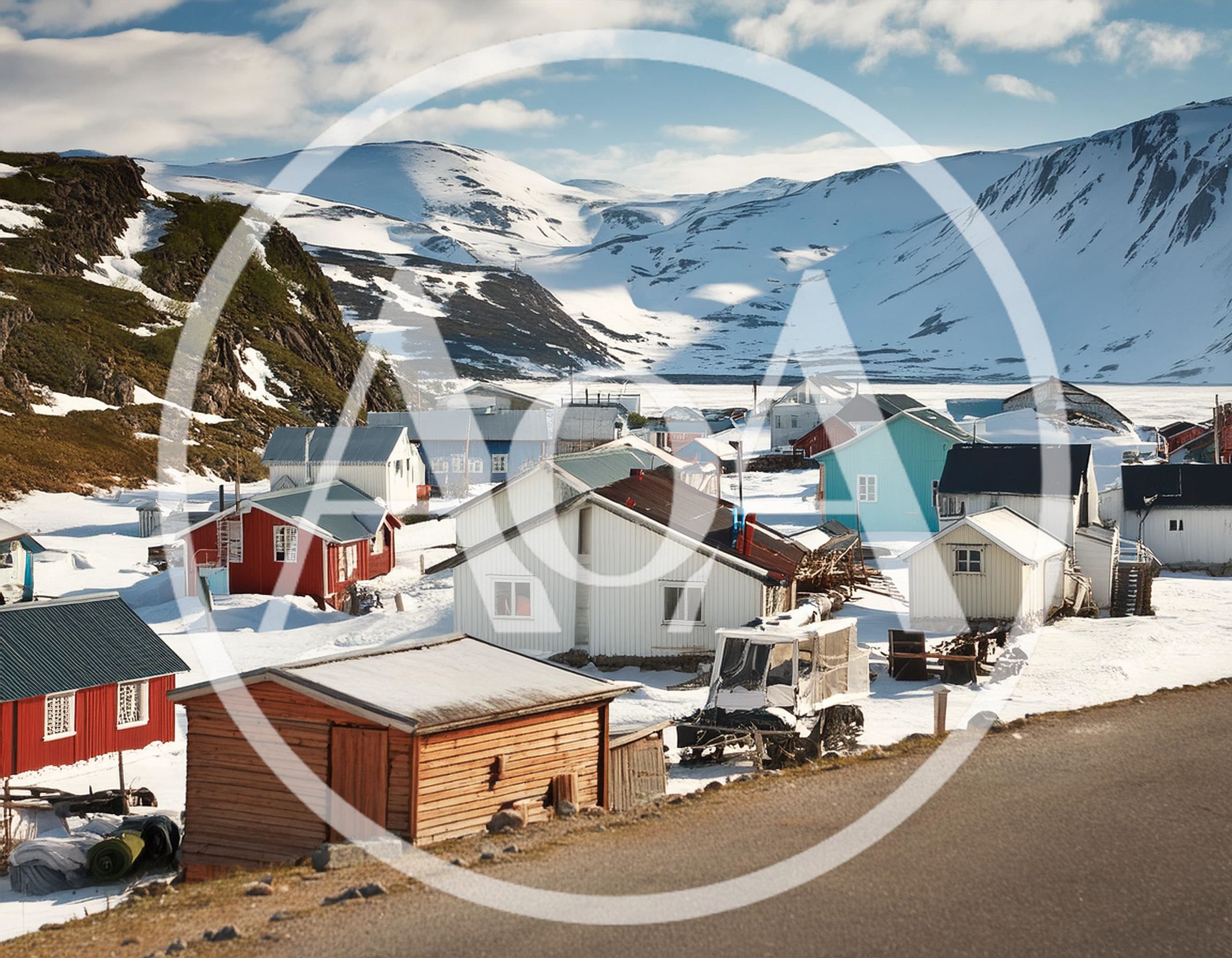 Colorful Houses In A Snowy Arctic Village