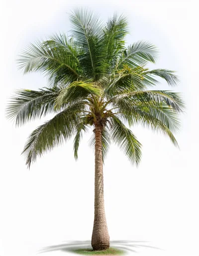 Single Coconut Palm Tree Isolated On White Background