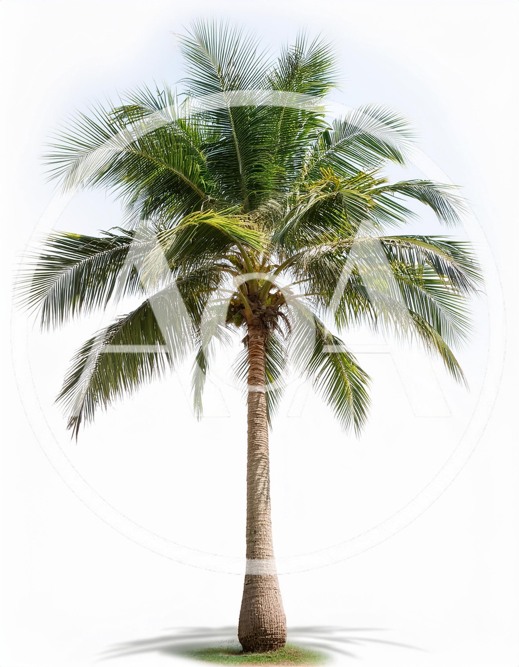 Single Coconut Palm Tree Isolated On White Background
