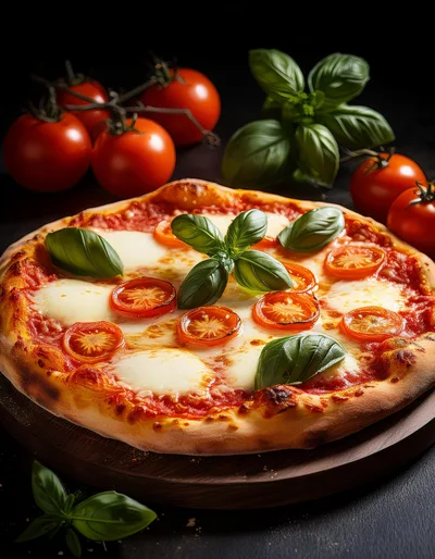 Fresh Margherita Pizza With Tomatoes And Basil
