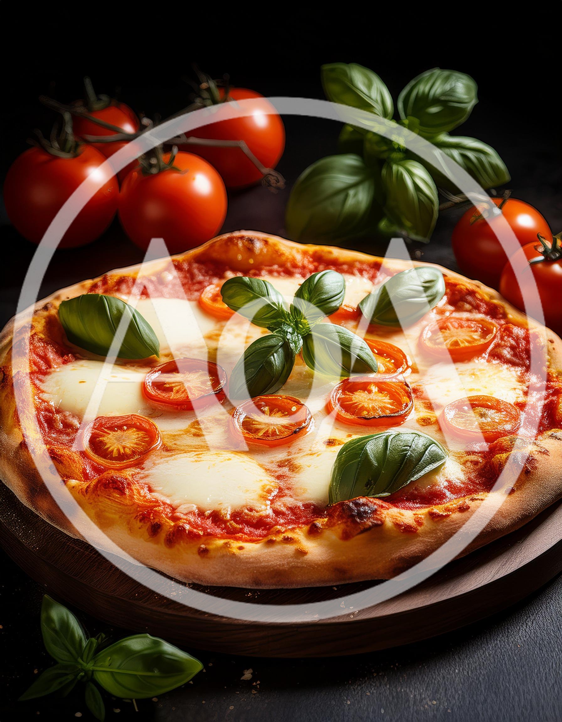 Fresh Margherita Pizza With Tomatoes And Basil