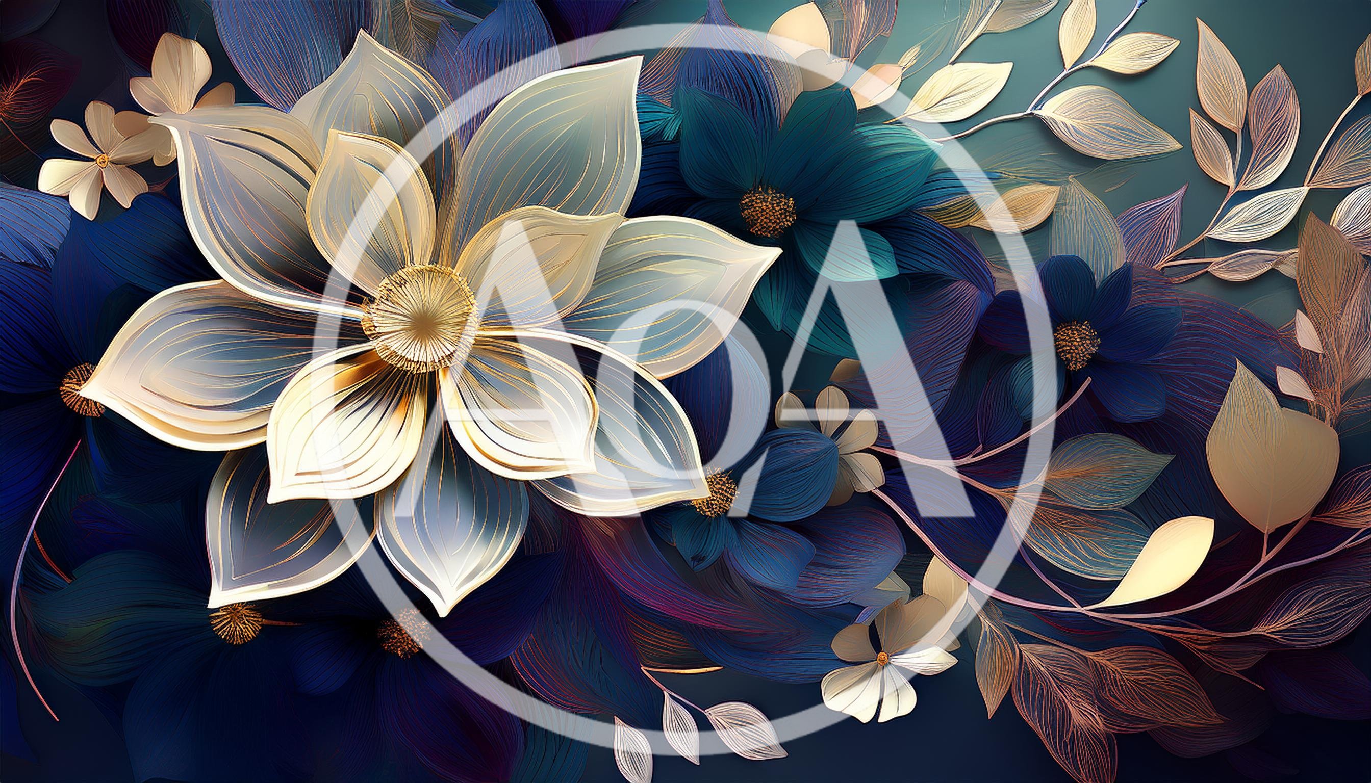 Abstract Floral Art With Golden Petal Details