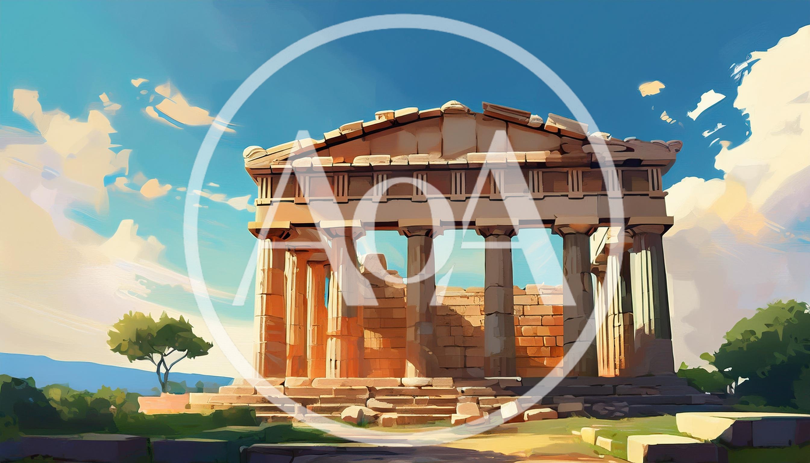 Ancient Greek Temple Ruins Under A Bright Blue Sky