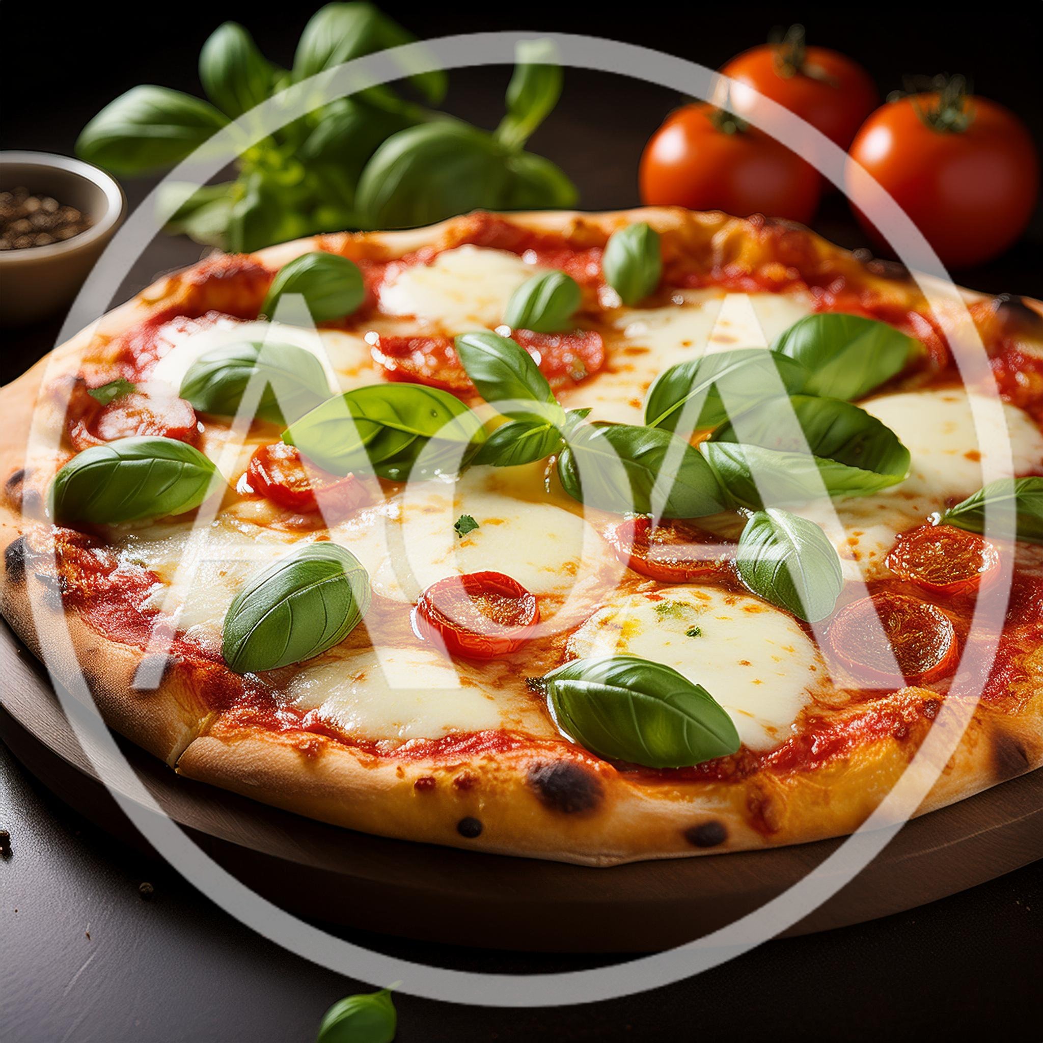 Fresh Margherita Pizza With Basil And Cherry Tomatoes
