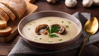Creamy Mushroom Soup In A Bowl