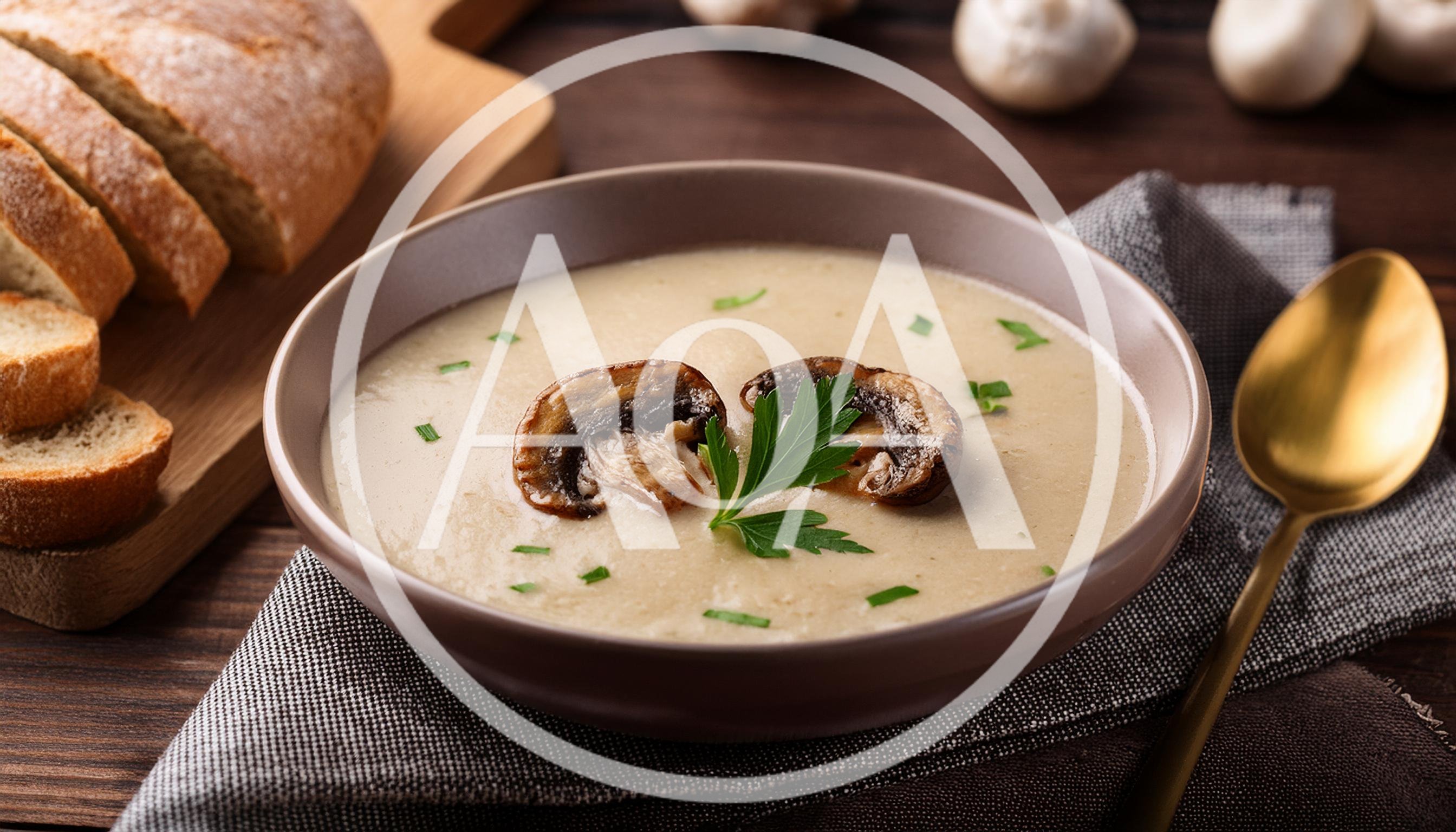 Creamy Mushroom Soup In A Bowl