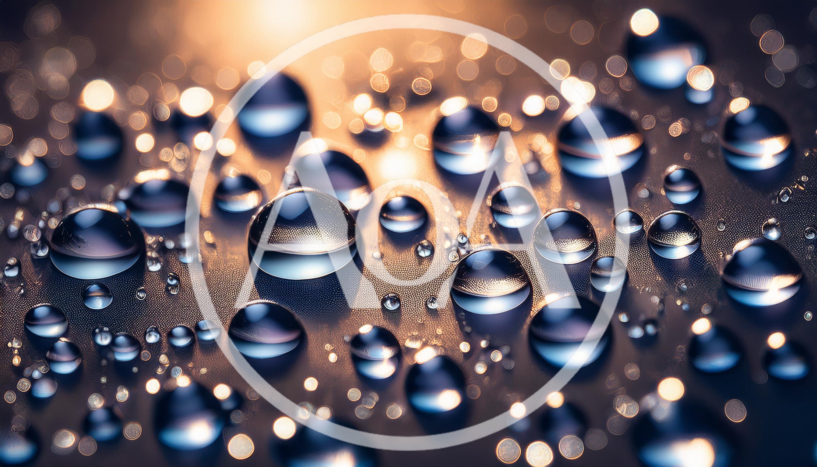 Macro Close Up Of Water Droplets On Textured Surface