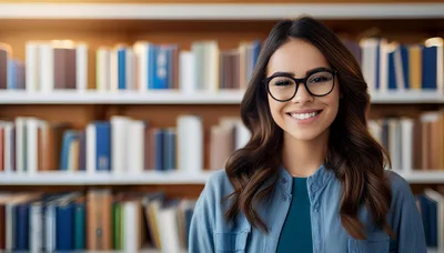 Young Woman Smiling In A Library Setting