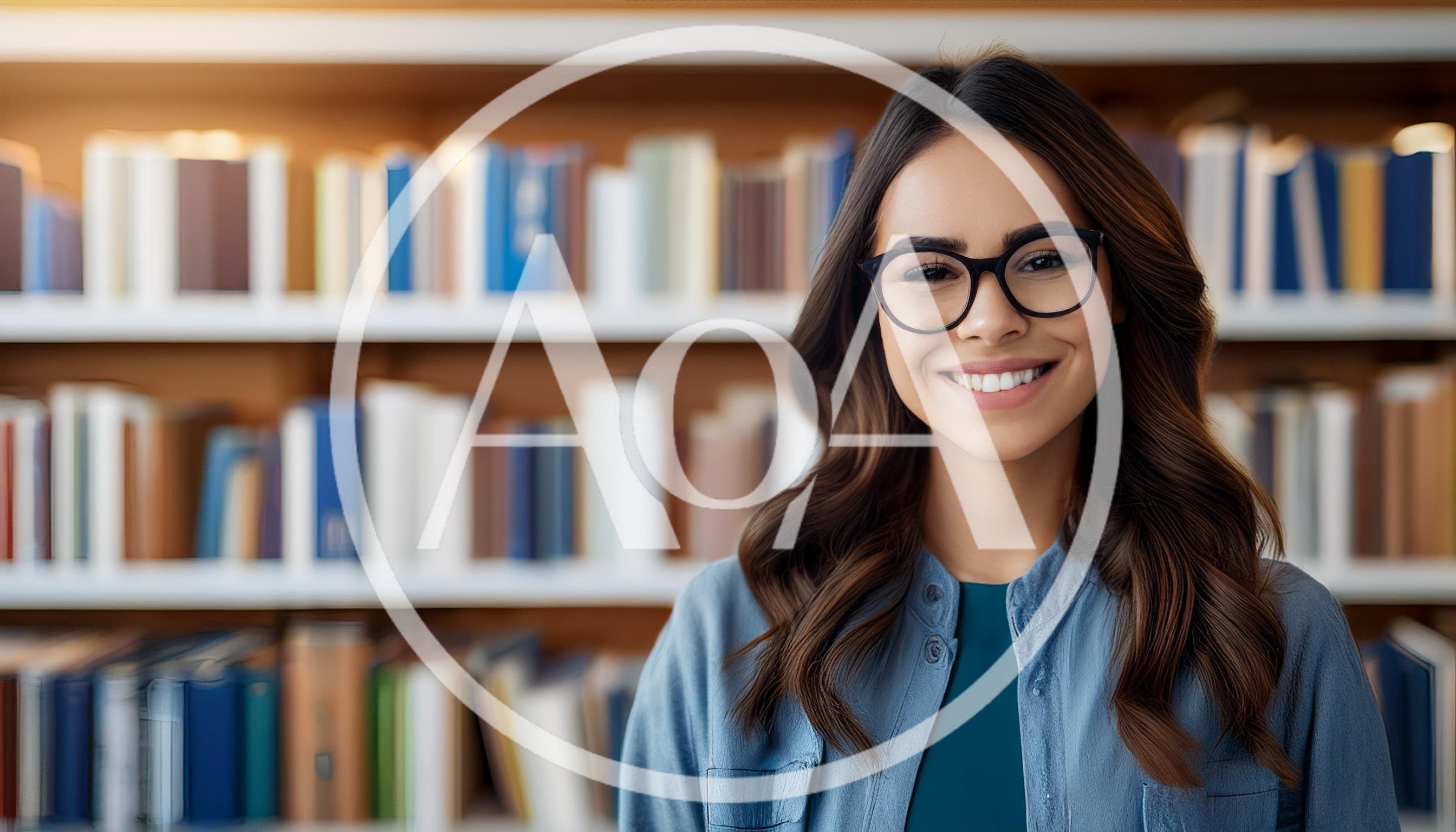 Young Woman Smiling In A Library Setting