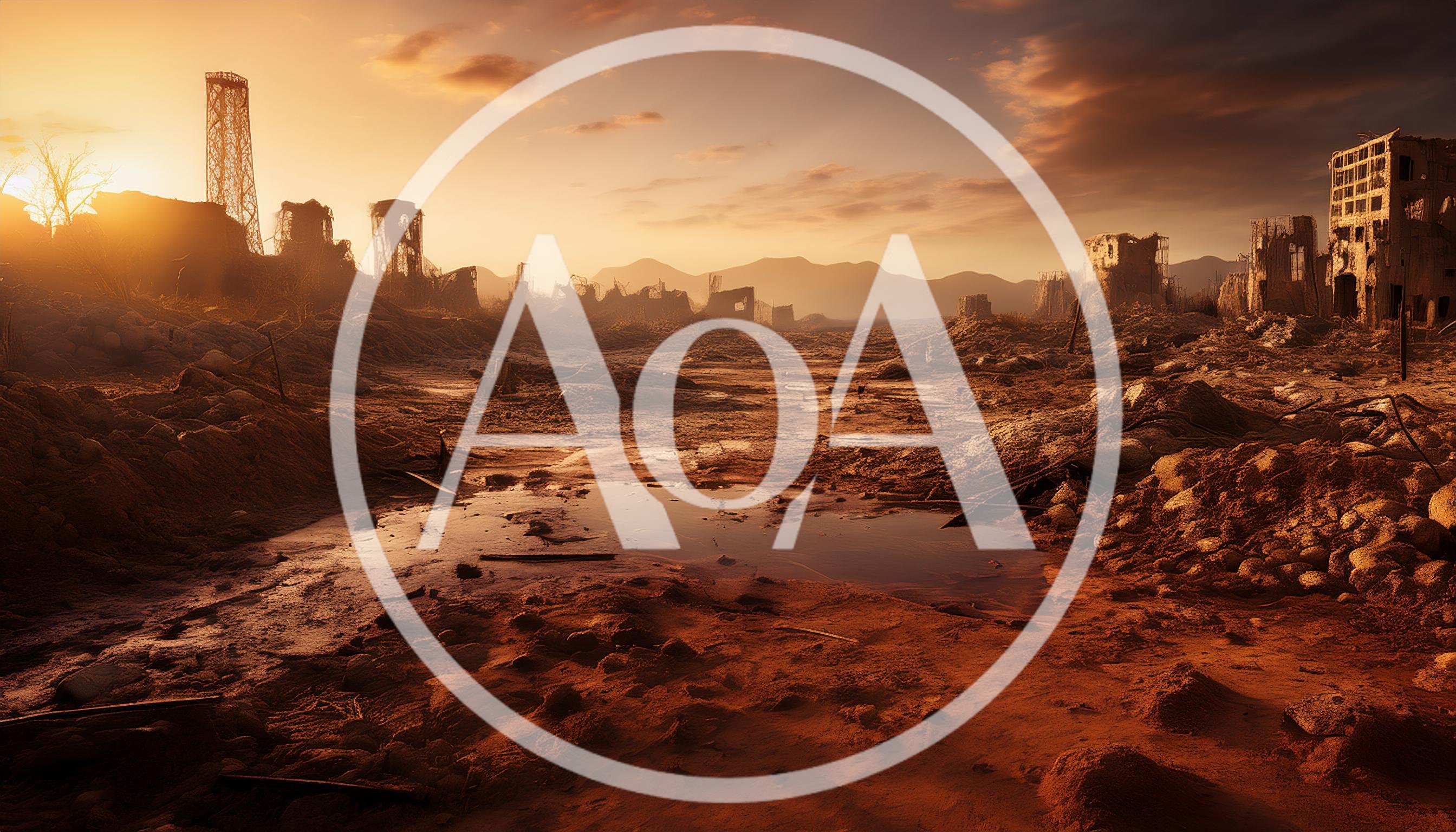 Post-Apocalyptic Ruined City Landscape at Sunset