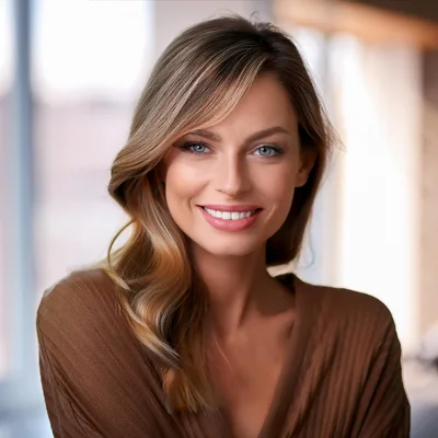 Portrait Of A Smiling Woman With Blonde Hair