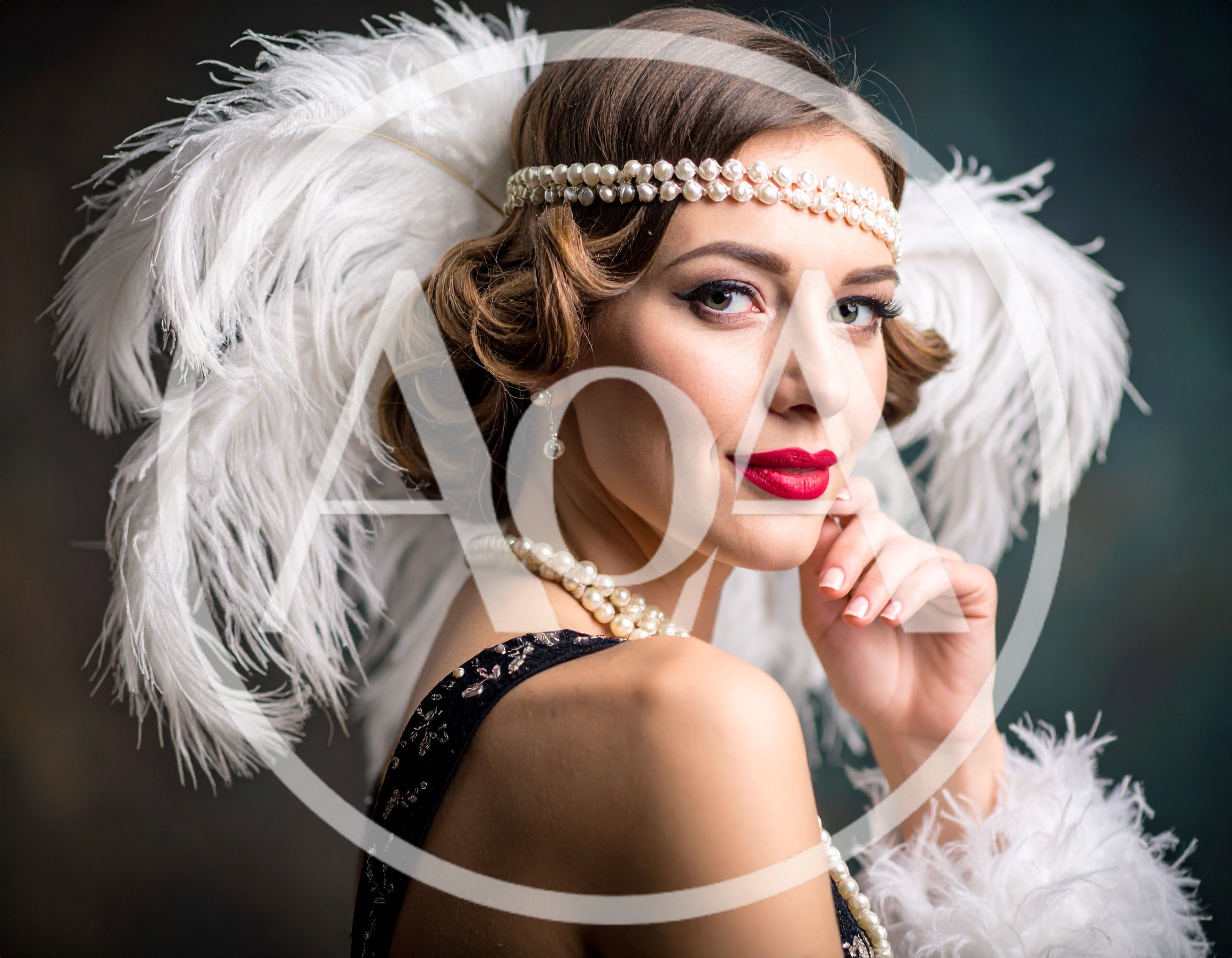 Elegant Woman Dressed In Vintage 1920s Flapper Style