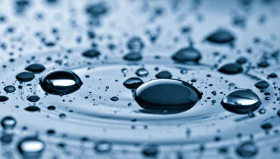 Macro Close Up Of Water Droplets On Surface
