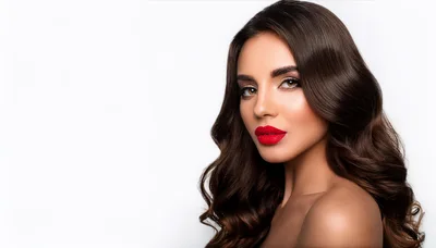 Portrait Of A Beautiful Woman With Red Lipstick
