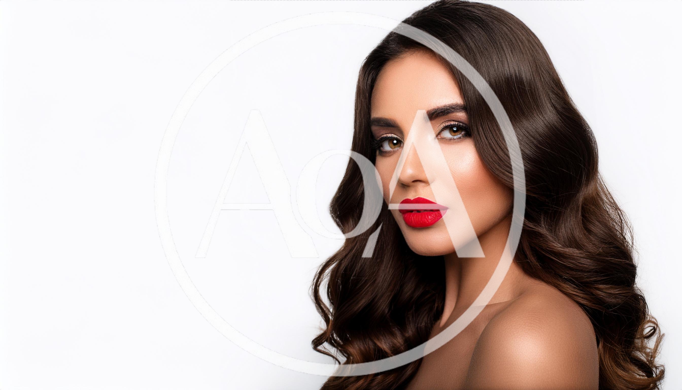Portrait Of A Beautiful Woman With Red Lipstick