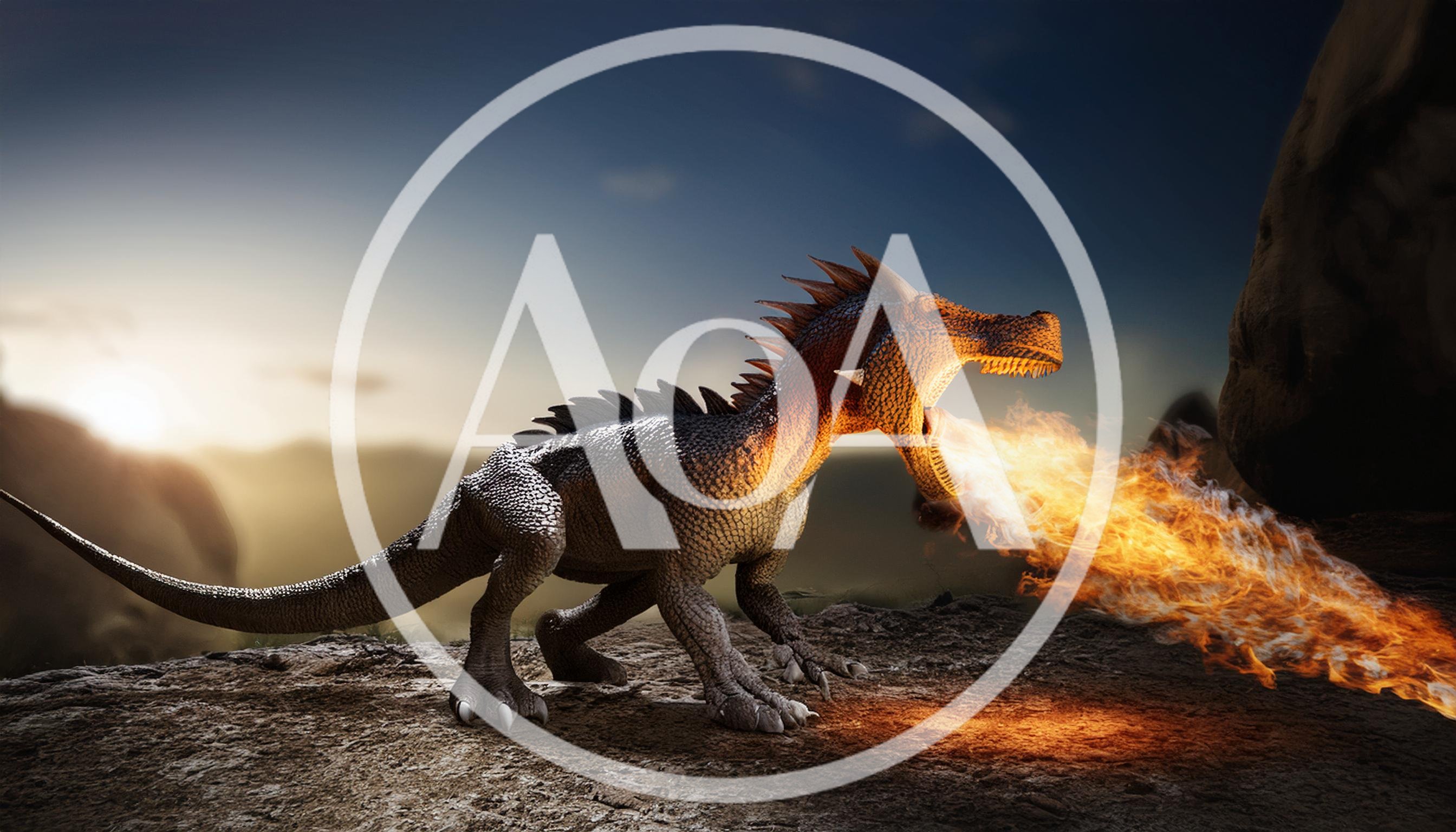 Fantasy Dragon Breathing Fire On A Rocky Cliffside