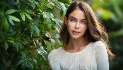 Portrait Of A Beautiful Young Woman In Nature